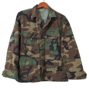 US Army Woodland Camouflage Combat Field Jacket Coat Medium Short '84 EUC